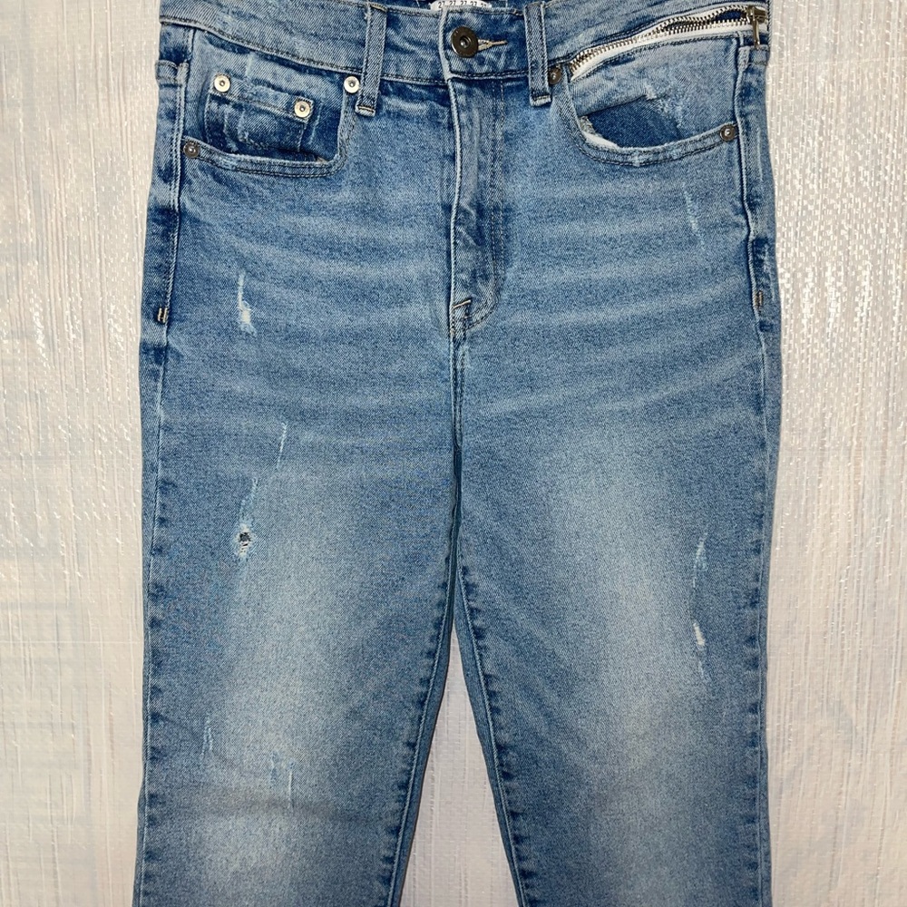 Pistola Fringe Hem Straight Leg Jeans Blue 
High Rise. - Picture 5 of 10